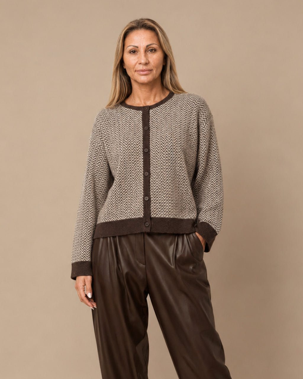 Maryley Abbigliamento Cardigan girocollo con motivo geometrico 
