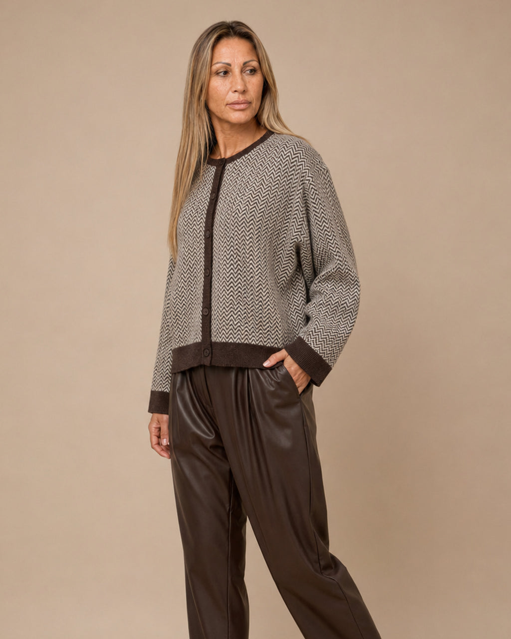 Maryley Abbigliamento Cardigan girocollo con motivo geometrico 