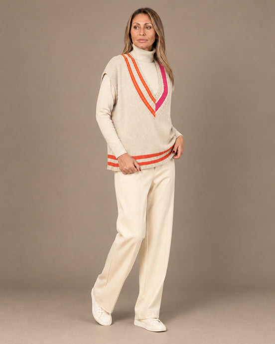 Maryley Abbigliamento Gilet con scollo a V e righe a contrasto 