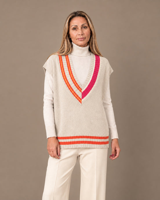 Maryley Abbigliamento Gilet con scollo a V e righe a contrasto 