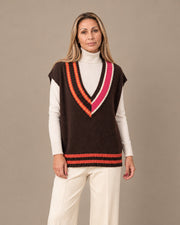 Gilet con scollo a V e righe a contrasto Maryley Moro