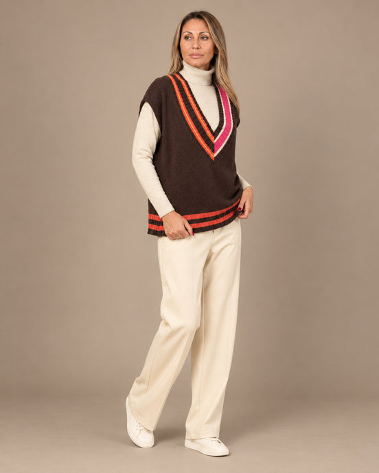 Maryley Abbigliamento Gilet con scollo a V e righe a contrasto 