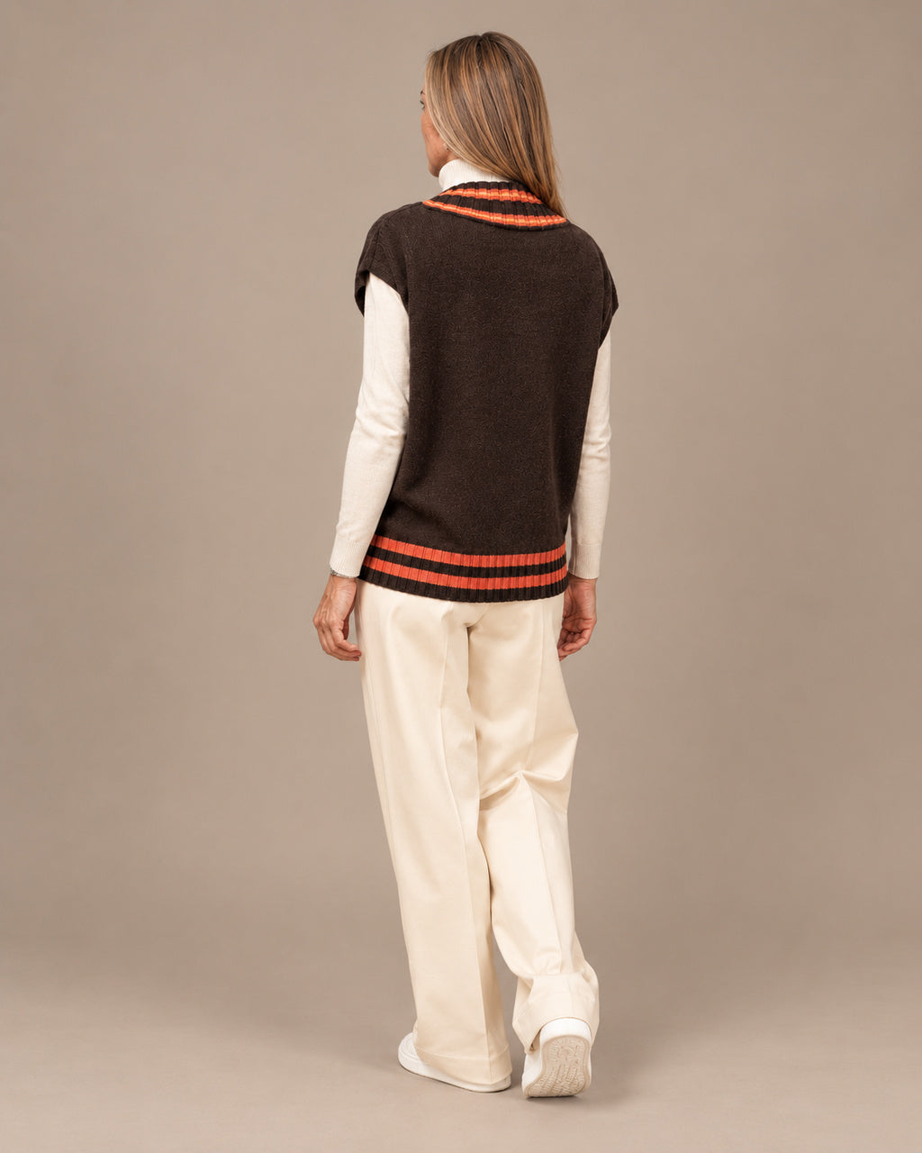 Maryley Abbigliamento Gilet con scollo a V e righe a contrasto 