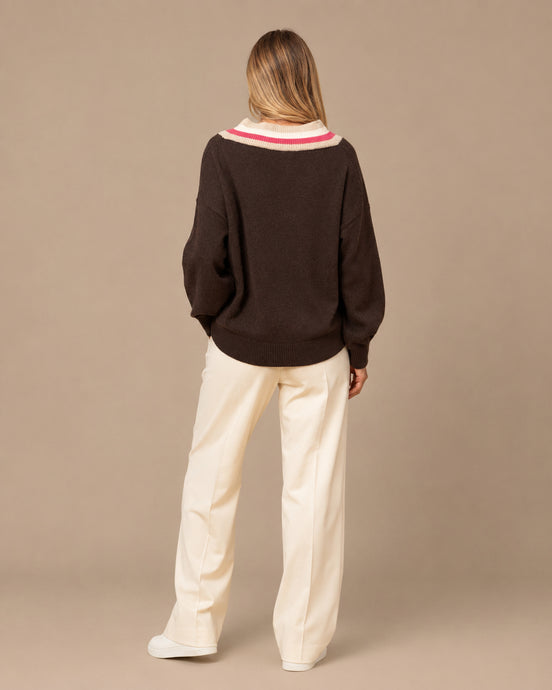 Maryley Abbigliamento Maglia con scollo a V e righe a contrasto 