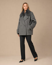 Cappotto oversize sfoderato con collo in pelo Maryley Grigio