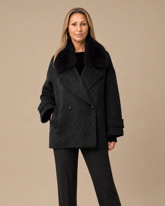 Maryley Abbigliamento Cappotto oversize sfoderato con collo in pelo 