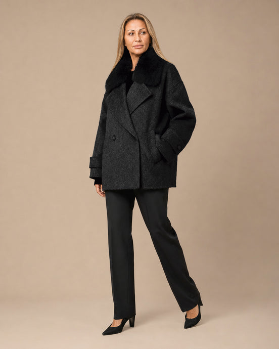 Maryley Abbigliamento Cappotto oversize sfoderato con collo in pelo 