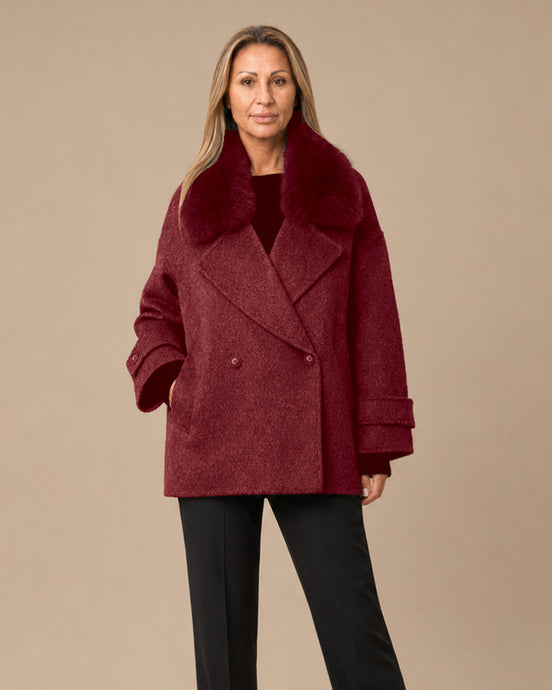 Maryley Abbigliamento Cappotto oversize sfoderato con collo in pelo 