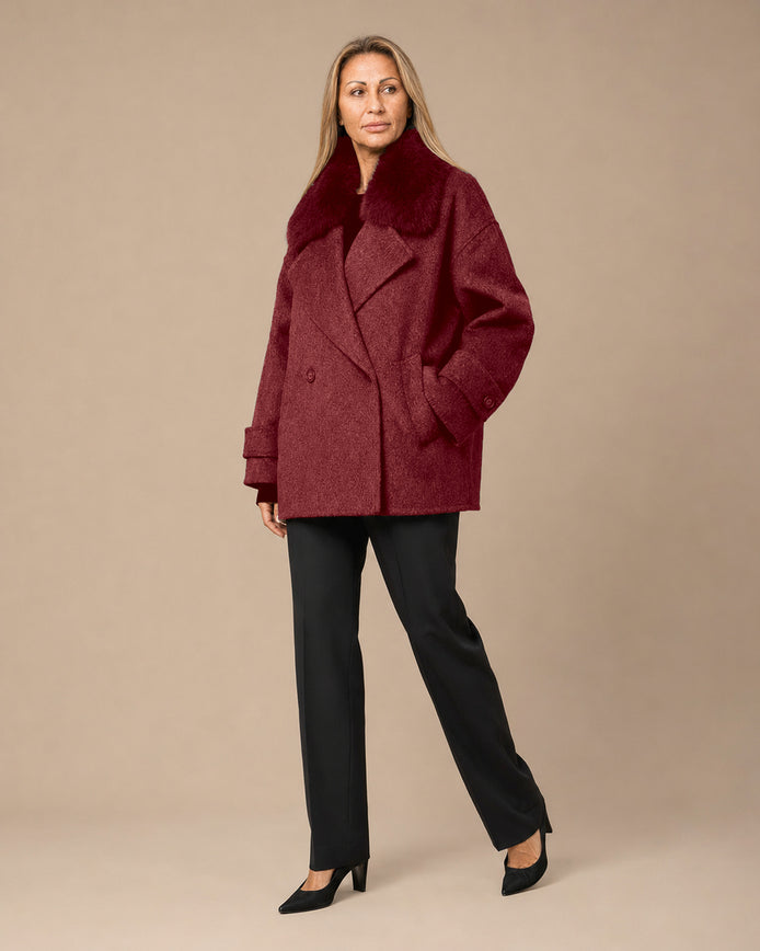 Maryley Abbigliamento Cappotto oversize sfoderato con collo in pelo 