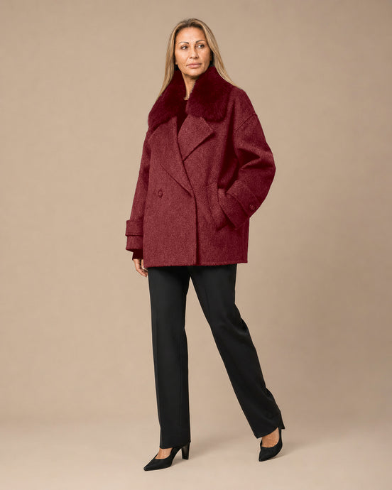 Maryley Abbigliamento Cappotto oversize sfoderato con collo in pelo 
