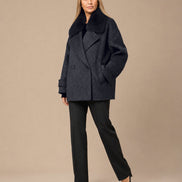 Maryley Abbigliamento Cappotto oversize sfoderato con collo in pelo 