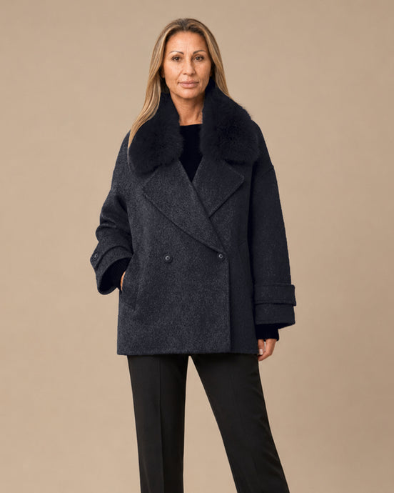 Maryley Abbigliamento Cappotto oversize sfoderato con collo in pelo 
