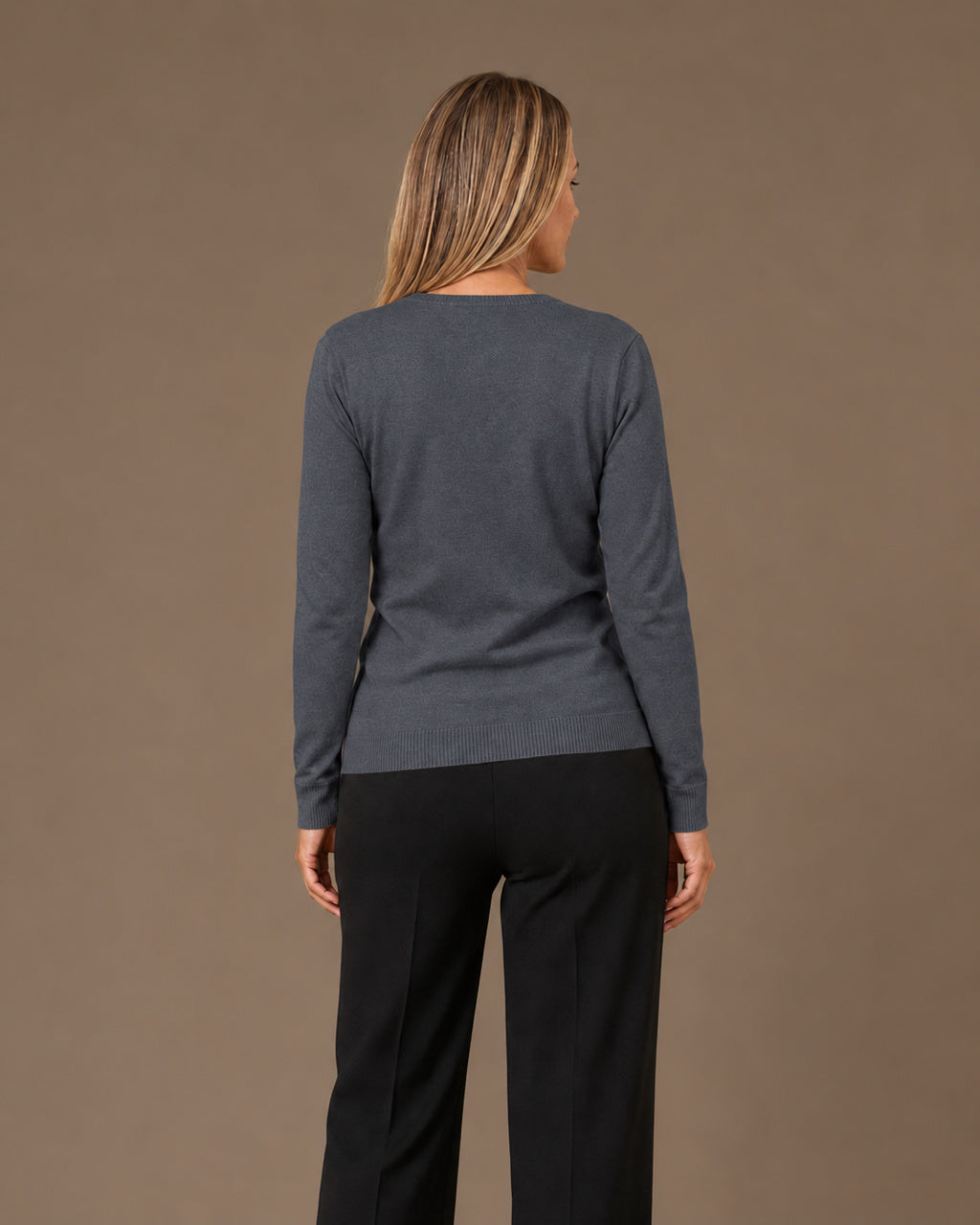 Maryley Abbigliamento Cardigan basic a manica lunga con scollo a V 