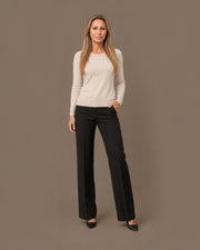 Maglia basic a manica lunga con girocollo Maryley Panna