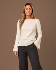 Maglia basic con maniche svasate Maryley Latte