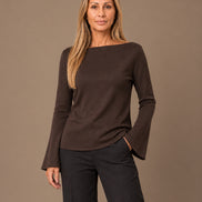 Maryley Abbigliamento Maglia basic con maniche svasate 