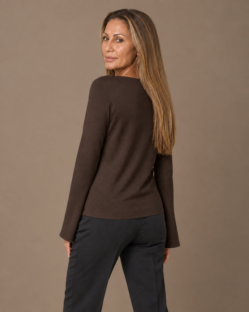 Maryley Abbigliamento Maglia basic con maniche svasate 