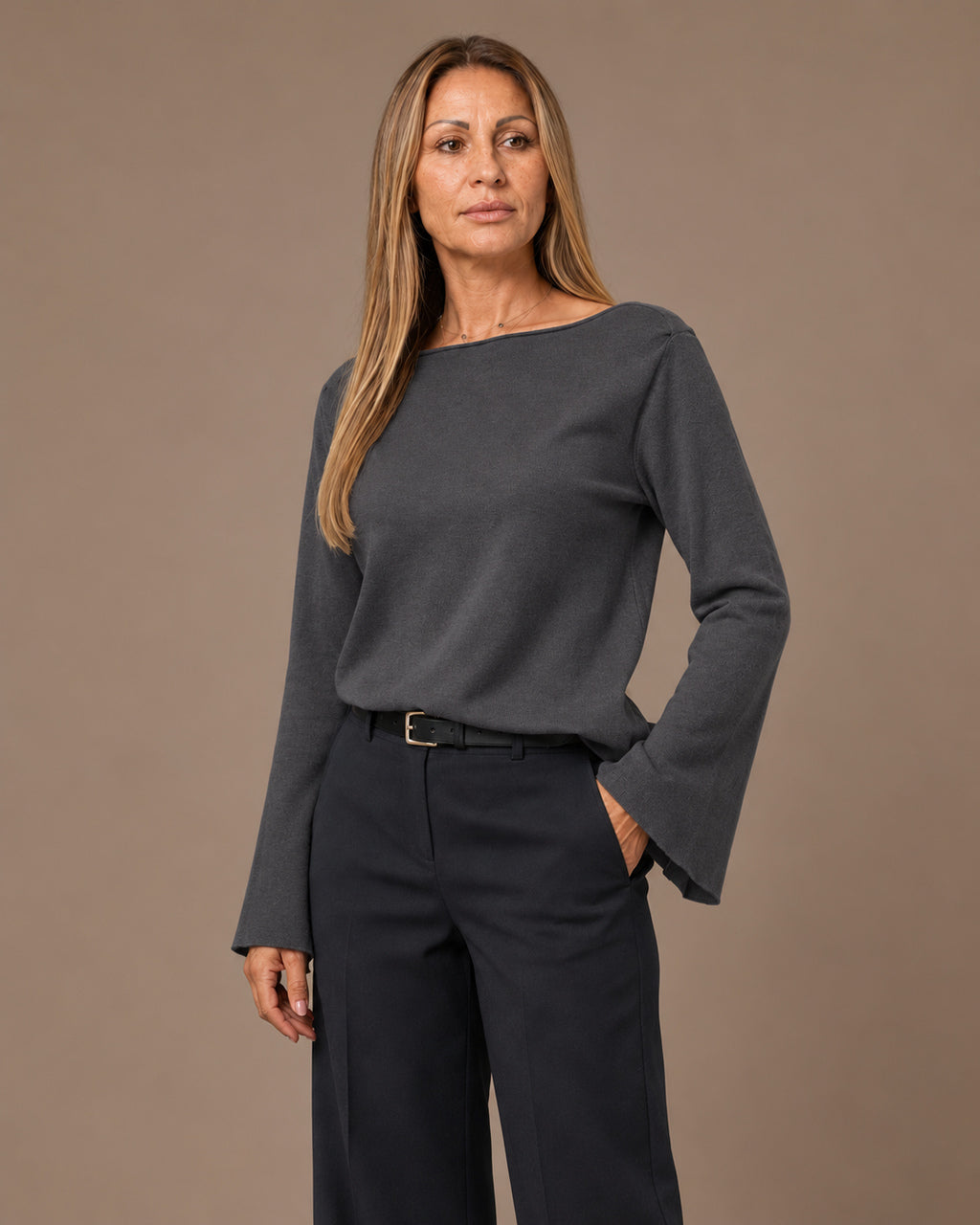Maryley Abbigliamento Maglia basic con maniche svasate 