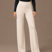 Maryley Abbigliamento Pantalone basic svasato in maglia con elastico in vita 