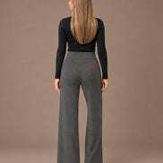 Maryley Abbigliamento Pantalone basic svasato in maglia con elastico in vita 