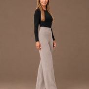 Maryley Abbigliamento Pantalone basic svasato in maglia con elastico in vita 