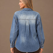 pronto Abbigliamento Camicia denim slavato con motivi floreali 