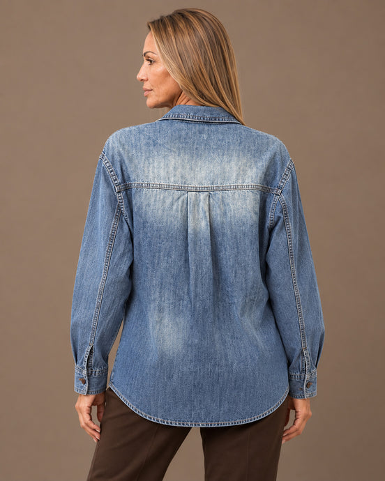 pronto Abbigliamento Camicia denim slavato con motivi floreali 