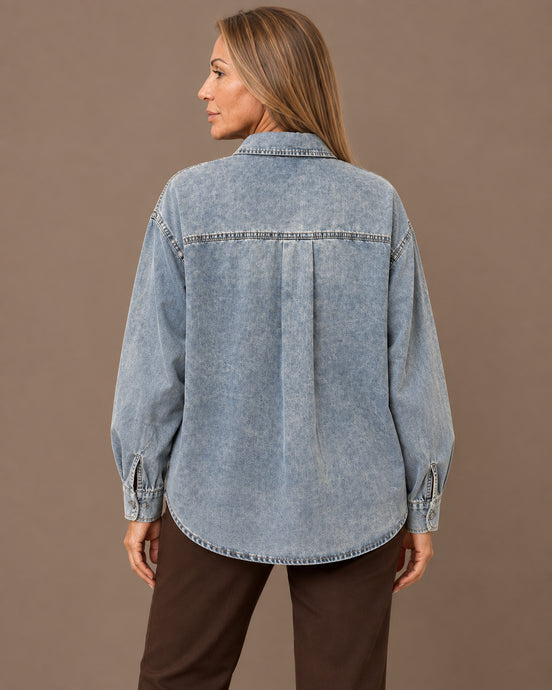 pronto Abbigliamento Camicia denim con ricami ornamentali 