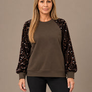 pronto Abbigliamento Felpa con maniche in velluto e paillettes 