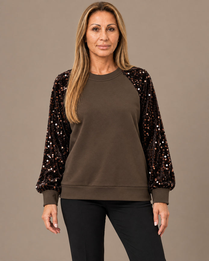 pronto Abbigliamento Felpa con maniche in velluto e paillettes 