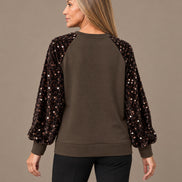 pronto Abbigliamento Felpa con maniche in velluto e paillettes 