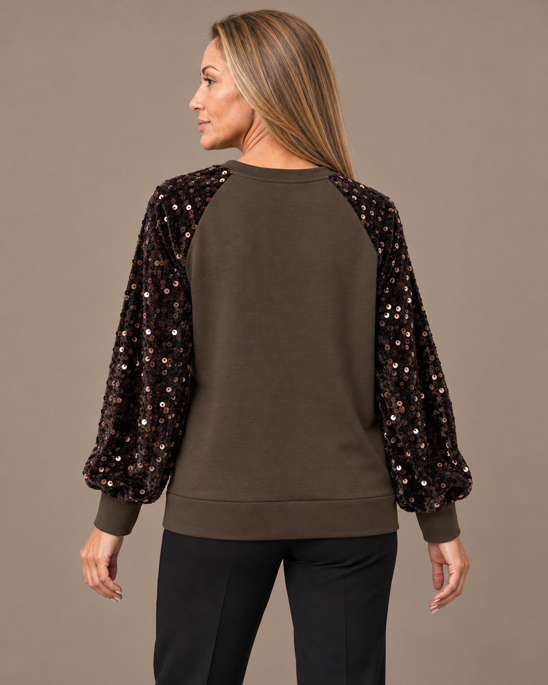 pronto Abbigliamento Felpa con maniche in velluto e paillettes 