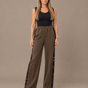 pronto Abbigliamento Pantaloni tuta con banda in velluto e paillettes 