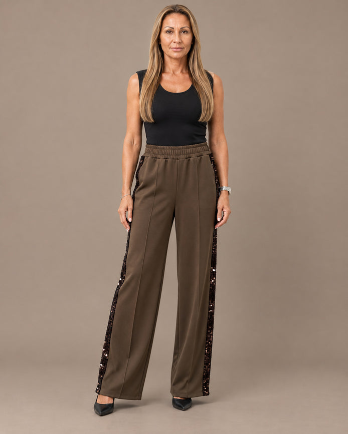 pronto Abbigliamento Pantaloni tuta con banda in velluto e paillettes 