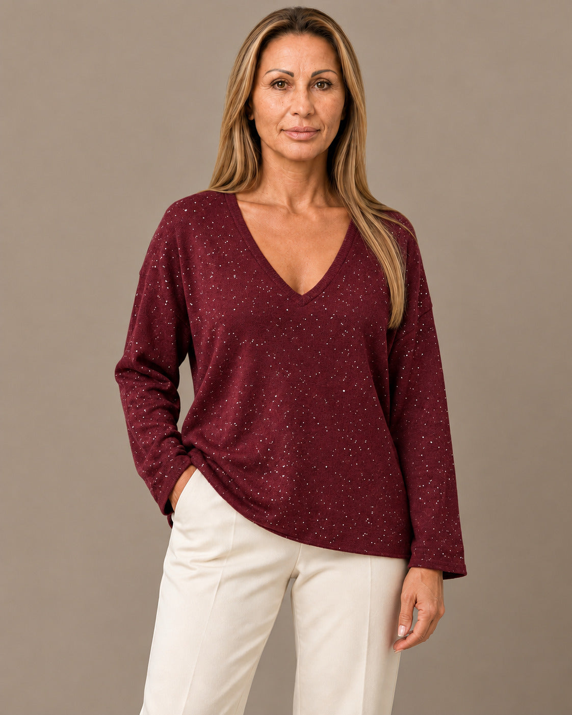 pronto Abbigliamento Maglia con scollo a V e punti luce 