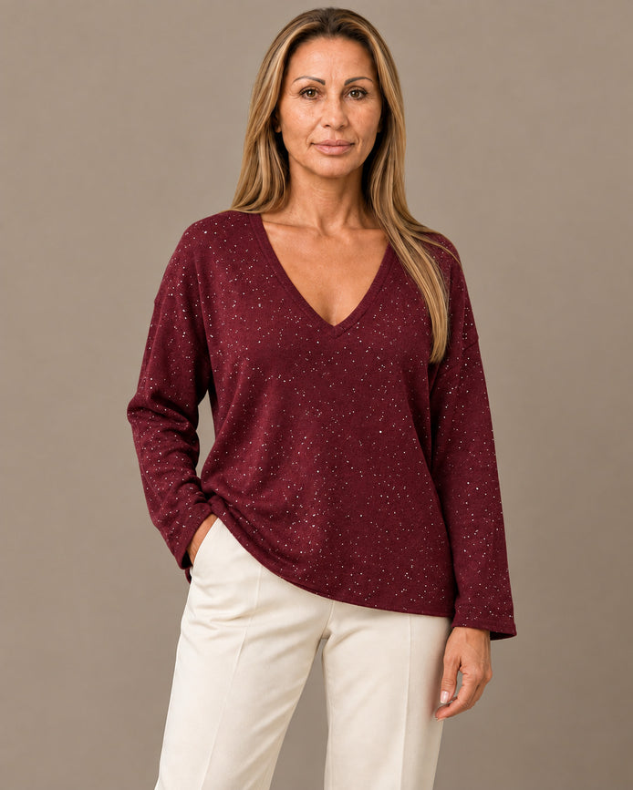 pronto Abbigliamento Maglia con scollo a V e punti luce 