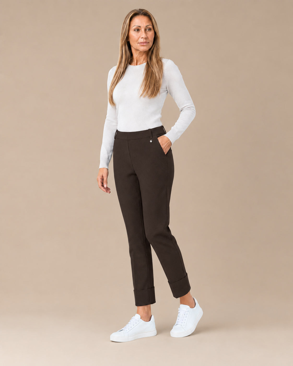 Ragno Abbigliamento Pantaloni slim straight con risvolto 