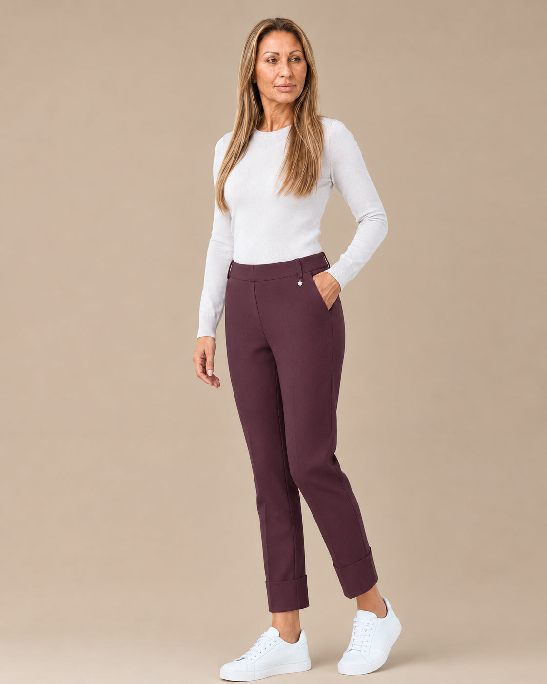 Ragno Abbigliamento Pantaloni slim straight con risvolto 
