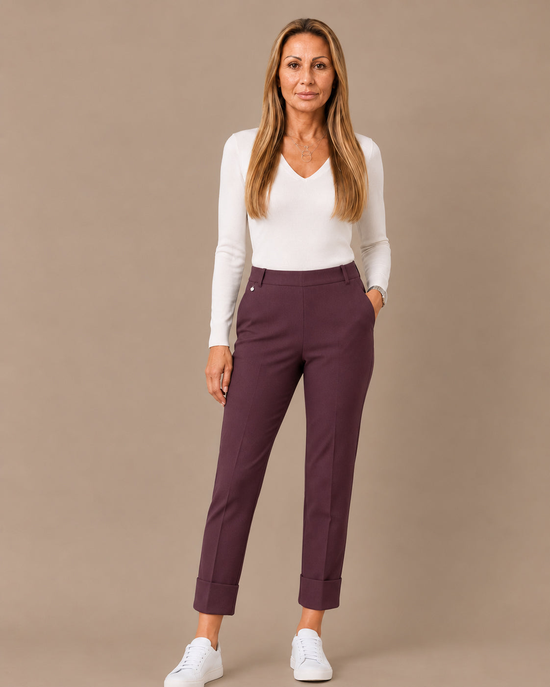 Ragno Abbigliamento Pantaloni slim straight con risvolto 