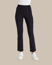 Pantaloni cropped flare in tessuto Compact Ragno Nero