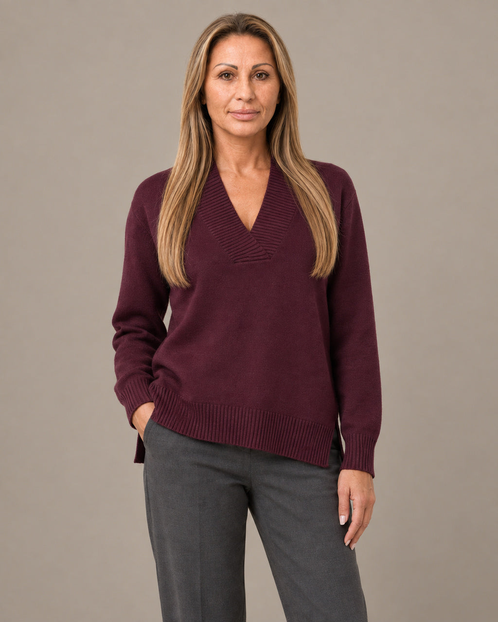 Ragno Abbigliamento Maglia asimmetrica con scollo a V in Super Soft 