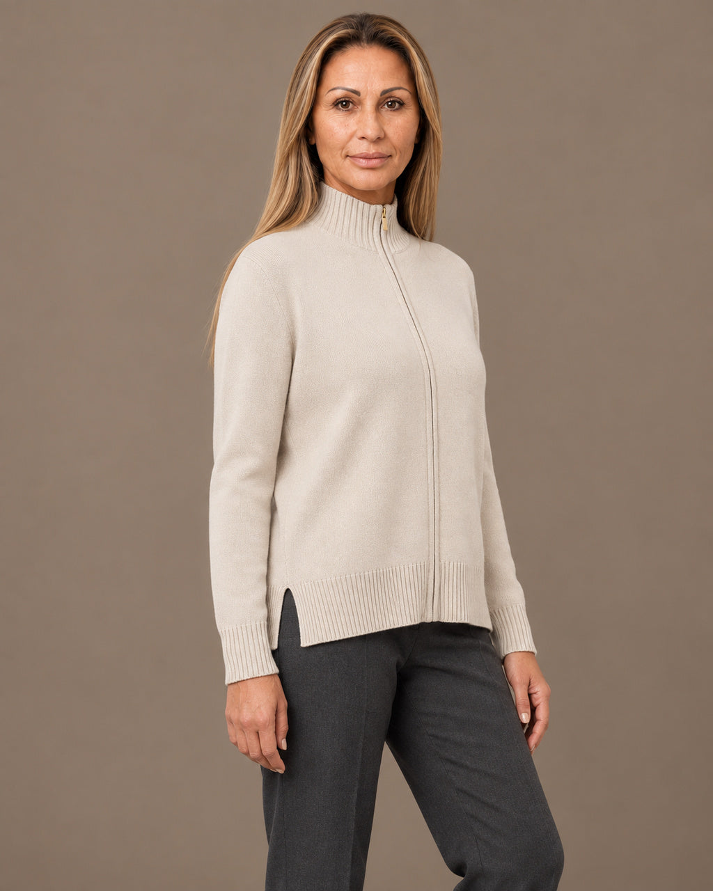 Ragno Abbigliamento Cardigan con zip e collo alto in Super Soft 
