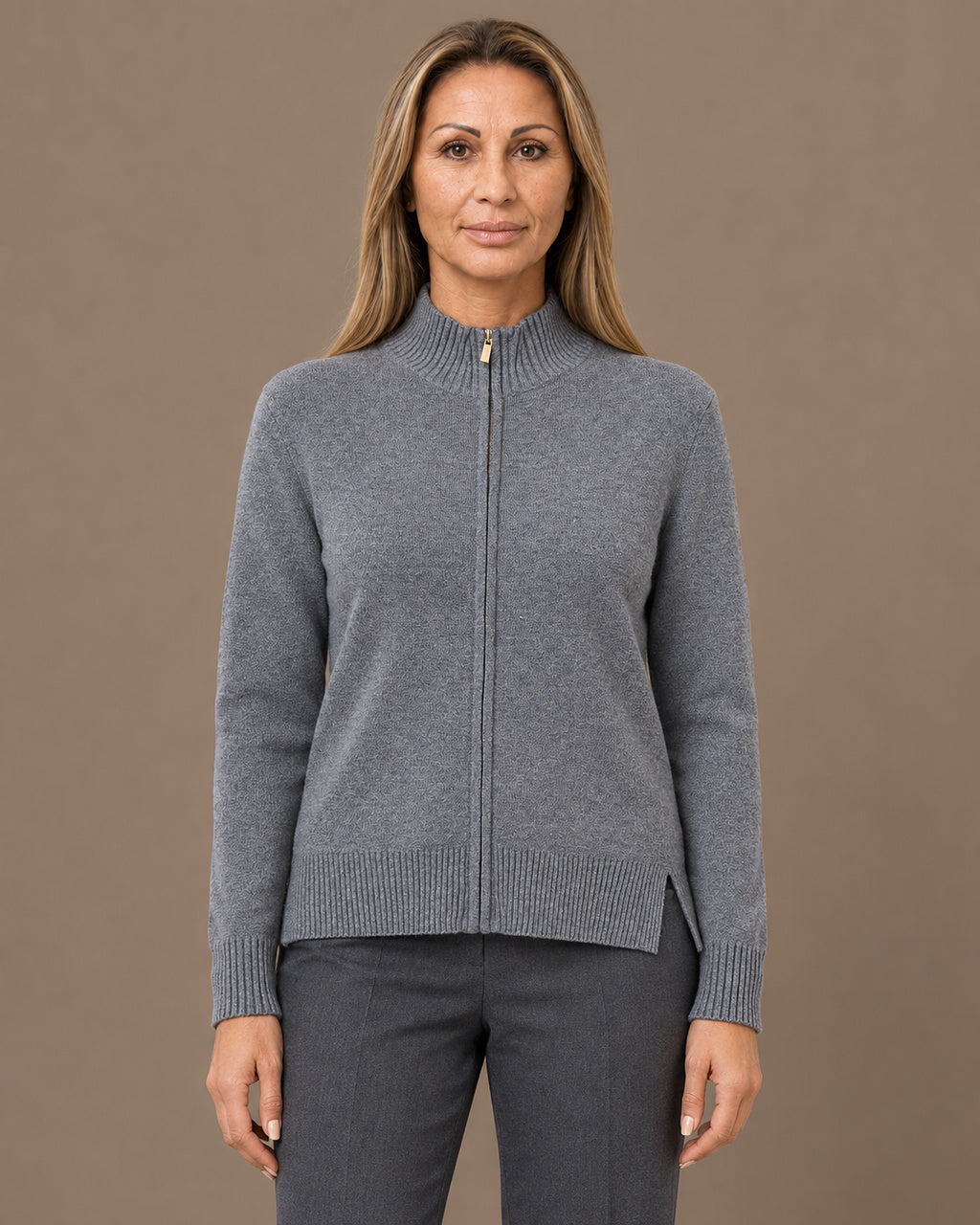Ragno Abbigliamento Cardigan con zip e collo alto in Super Soft 