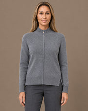 Cardigan con zip e collo alto in Super Soft Ragno Ferro mel