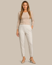 Pantalone a sigaretta con tasche in Scuba Ragno Champignon