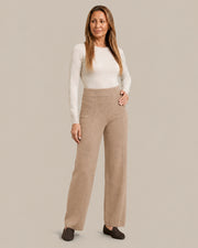 Pantalone ampio in maglia Ragno Cammello mel