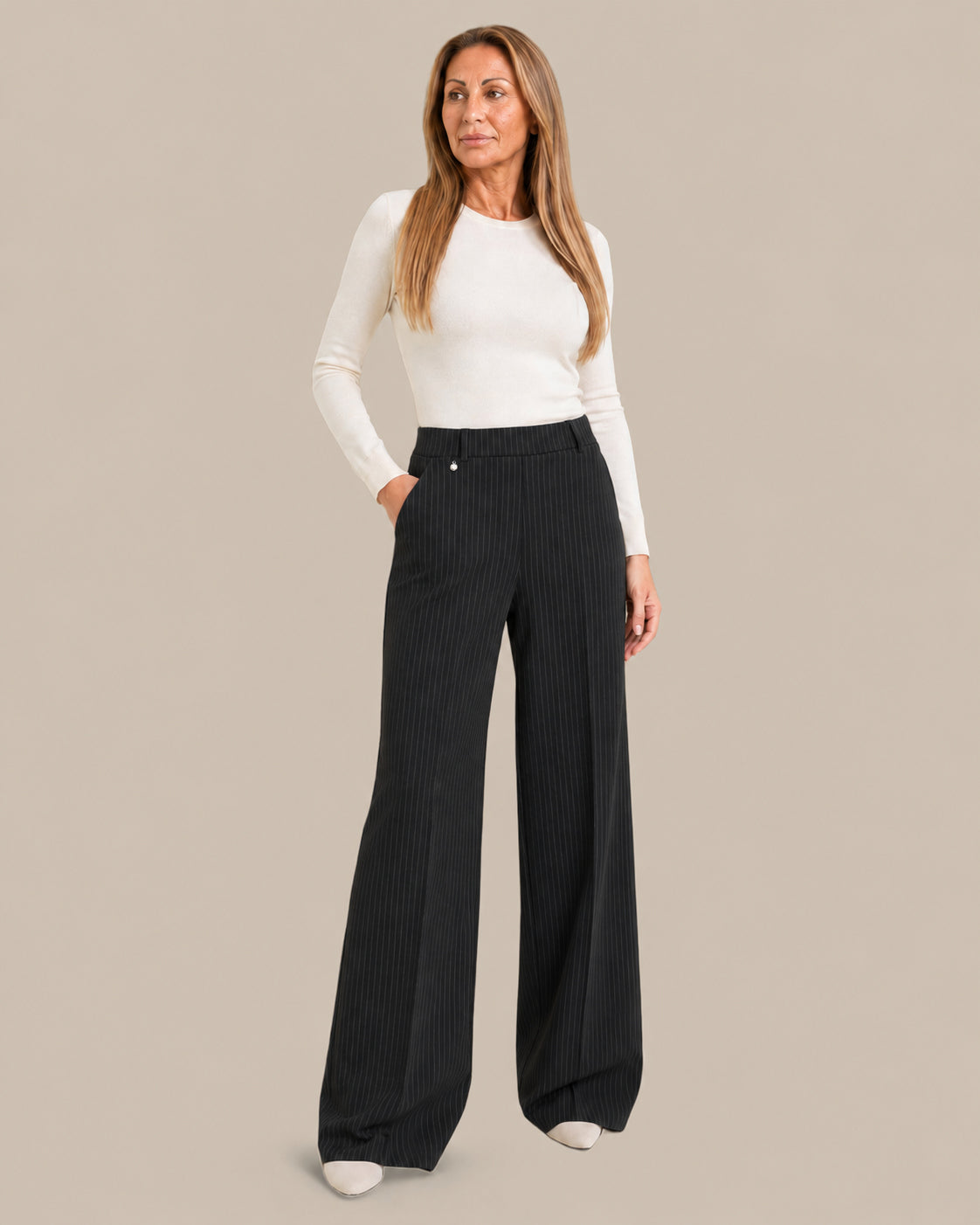Ragno Abbigliamento Pantaloni palazzo gessati 