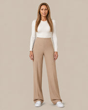 Pantaloni wide in jersey compatto Ragno Cammello mel