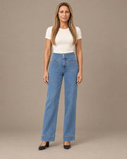 Jeans dritti con doppio bottone e tasche a filetto Tiffosi