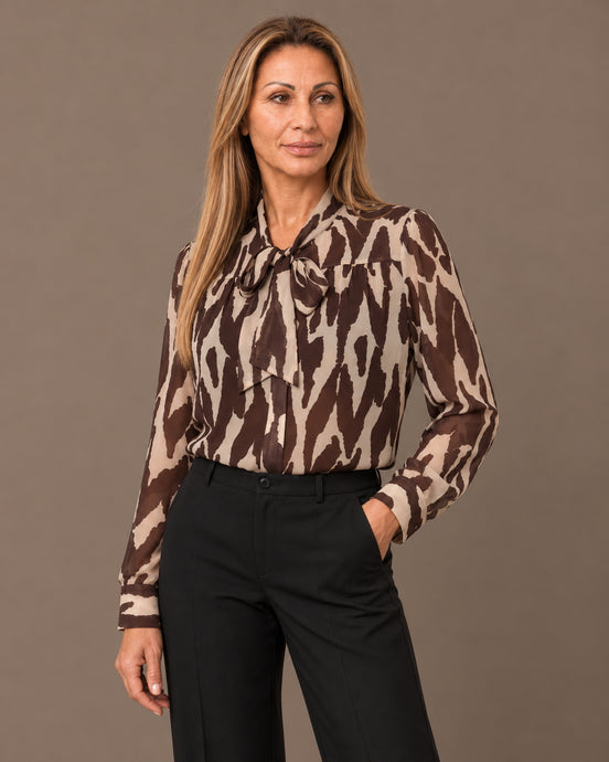 Tiffosi Abbigliamento Camicia animalier con fiocco 